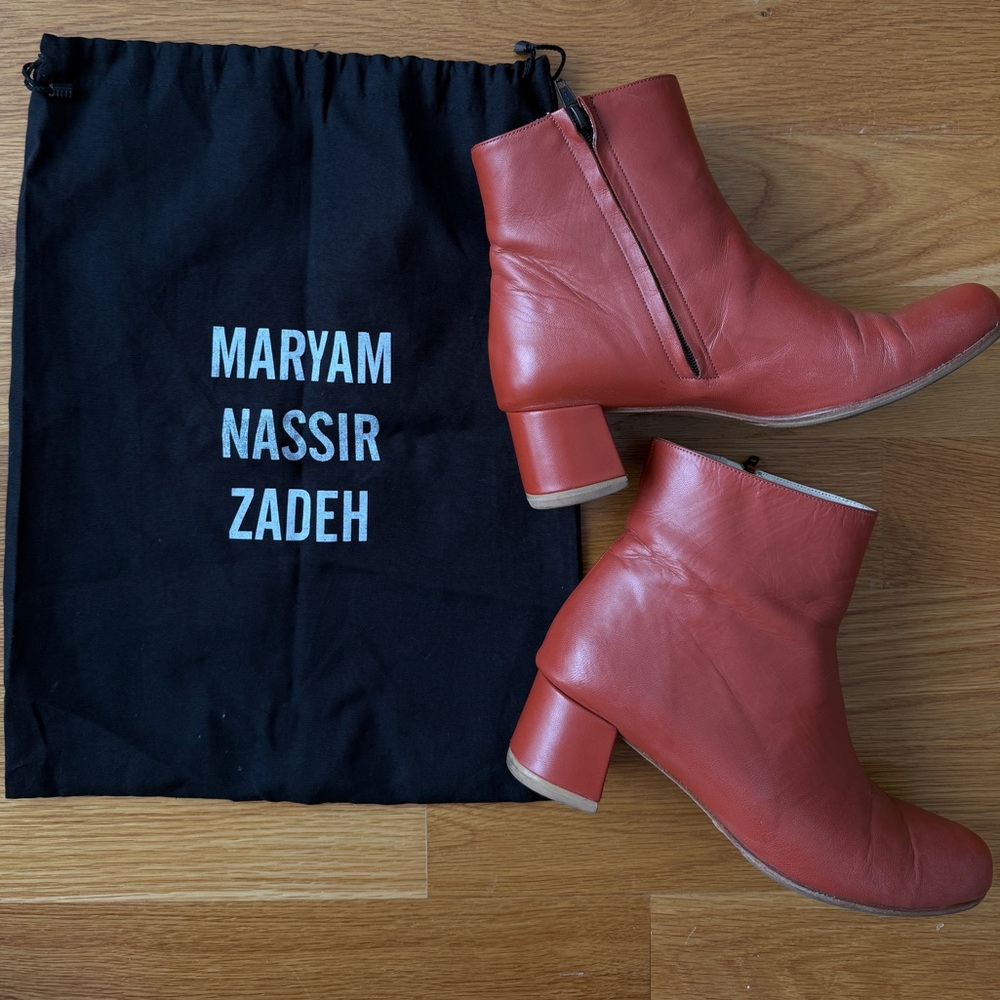 Maryam Nassir Zadeh Rust Leather Ankle Boots